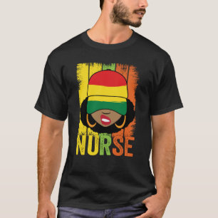 Black Woman Nurse Afro Melanin Vintage Black Histo T-Shirt