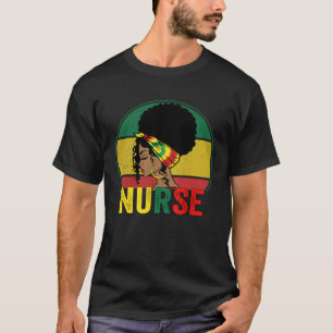 Black Woman Nurse Afro Melanin Vintage Black Histo T-Shirt