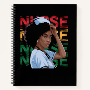 Black Woman Nurse Afro Retro Black History Month W Notebook