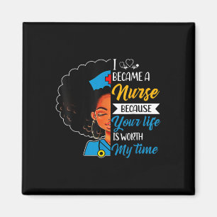 Black Woman Nurse Afro Retro Cool Black History Mo Magnet
