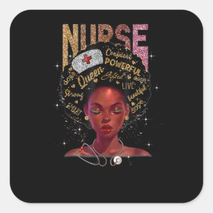 Black Woman Nurse Afro Retro Cool Black History Mo Square Sticker