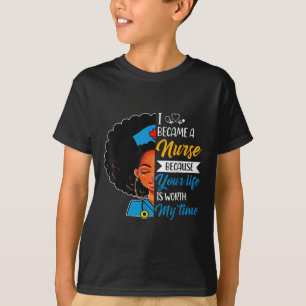 Black Woman Nurse Afro Retro Cool Black History Mo T-Shirt