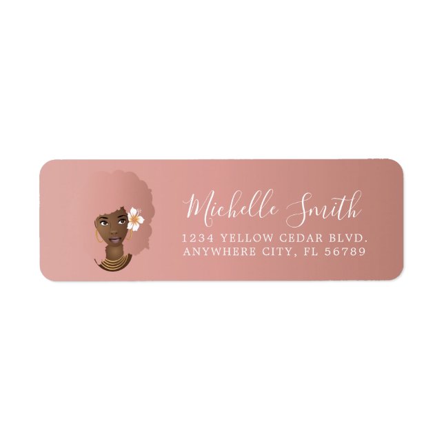 Black Woman, Pink Natural Hair Afro With Flower (Front)