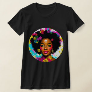 Black Woman Pop Art Multicolor T-Shirt