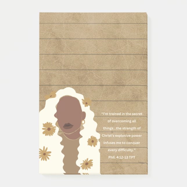 Black Woman Portrait Christian Scripture Lined Post-it Notes (Front)