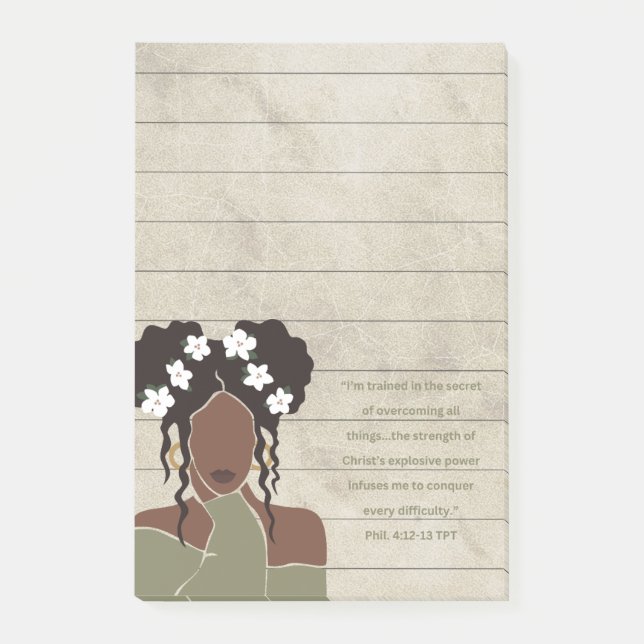 Black Woman Portrait Christian Scripture Lined Post-it Notes (Front)