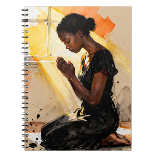 Black Woman Praying   Impasto Abstract Art Notebook