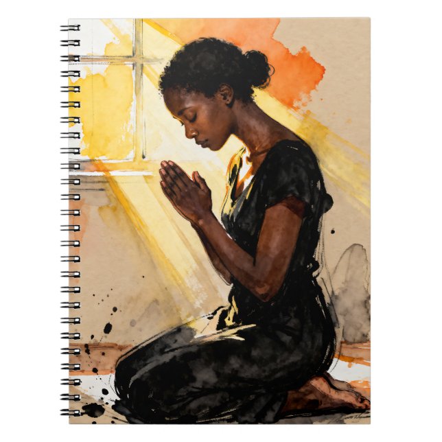 Black Woman Praying | Impasto Abstract Art Notebook (Front)
