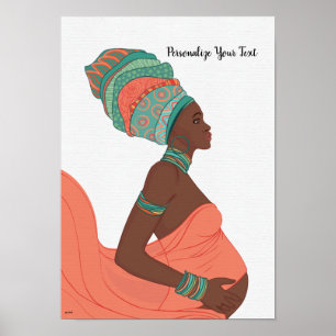 Black Woman Pregnancy Wall Art