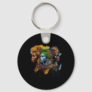 Black Woman Pride African Map Juneteenth Heritage  Keychain
