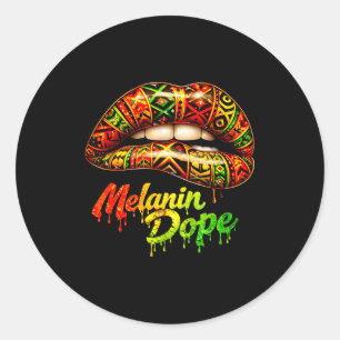 Black woman pride strong tribal lips melanin queen classic round sticker