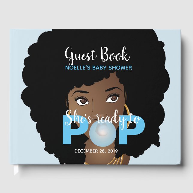 Black Woman, Ready to Pop, Bubblegum, Blue Guest Book (Front)