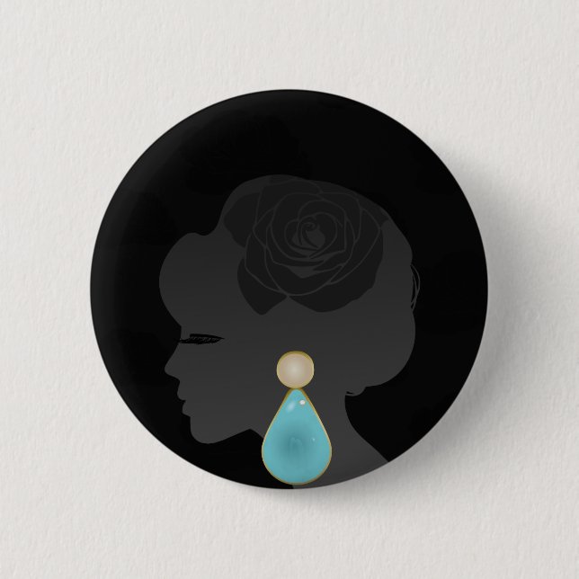 Black Woman Silhouette Dark Glamour 2 Inch Round Button (Front)