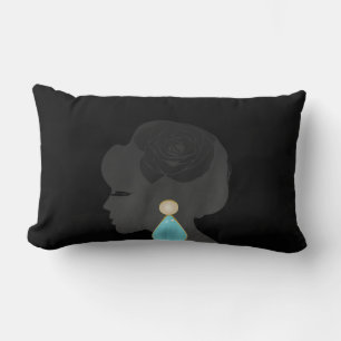 Black Woman Silhouette Dark Glamour Lumbar Pillow