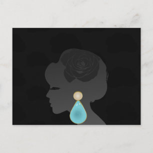Black Woman Silhouette Dark Glamour Postcard