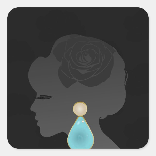 Black Woman Silhouette Dark Glamour Square Sticker (Front)