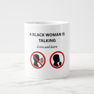 Black Woman Talking Listen And Learn Large Coffee Mug