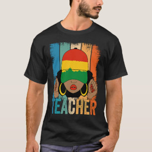 Black Woman Teacher Afro Melanin Vintage Black His T-Shirt