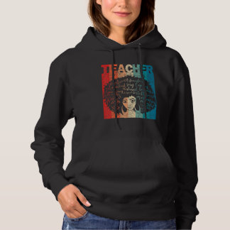 Black Woman Teacher Afro Retro Black History Month Hoodie