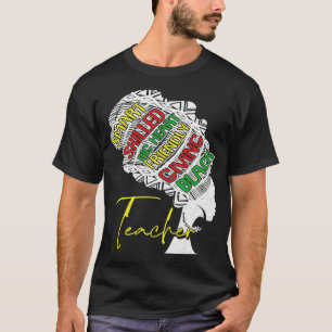 Black Woman Teacher Afro Retro Black History Month T-Shirt