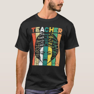 Black Woman Teacher Afro Retro Black History Month T-Shirt