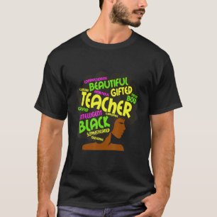 Black Woman Teacher Afro Retro Black History Month T-Shirt