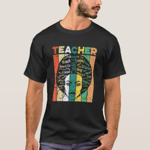 Black Woman Teacher Afro Retro Black History Month T-Shirt