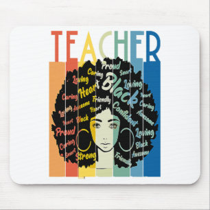 Black Woman Teacher Afro Retro Cool Black History Mouse Pad