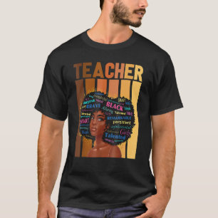 Black Woman Teacher Afro Retro Matching Black Hist T-Shirt