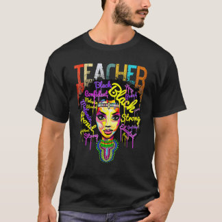 Black Woman Teacher Afro Retro Matching Black Hist T-Shirt
