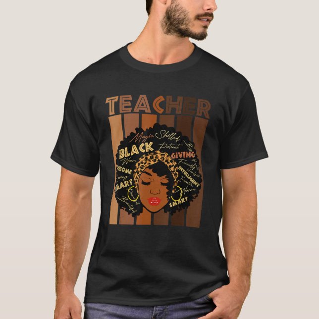Black Woman Teacher Afro Smart African American Lo T-Shirt (Front)