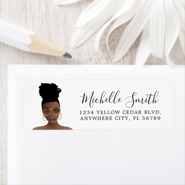 Black Woman, Top Knot & Gold Shades (Insitu)