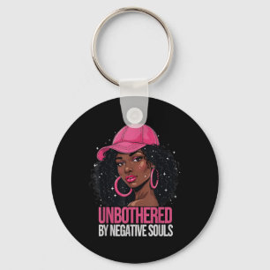Black Woman Unbothered African American Afro Queen Keychain