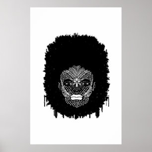 Black Woman with African Tribal Face Markings Poster