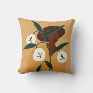 Black Woman with Calla Lilies Throw Pillow