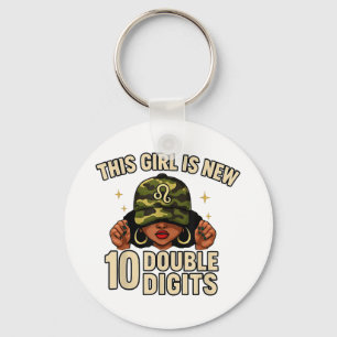 Black Woman With Cap Camo Its My Birthday African Keychain