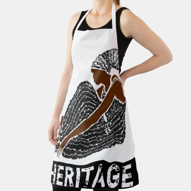 Black Woman with Head Wrap AFRICAN Heritage Apron (Insitu)