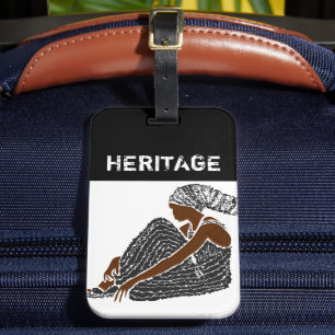 Black Woman with Head Wrap AFRICAN Heritage Luggage Tag