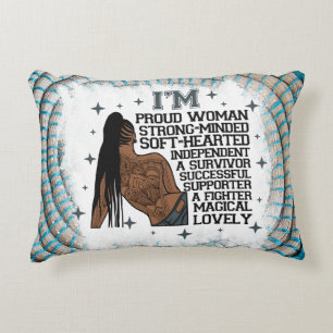 black women affirmations melanin queen sista quote accent pillow
