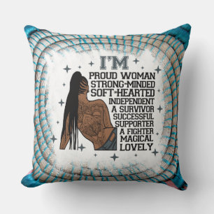 black women affirmations melanin queen sista quote throw pillow
