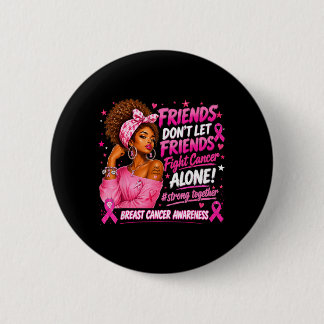 Black Women African Pink Breast Cancer Awareness 2 Inch Round Button