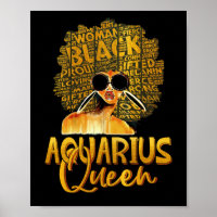 Black Women Afro Hair Art AQUARIUS Queen February