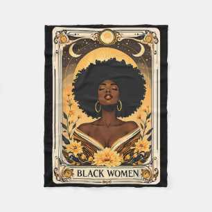 Black Women Afro Hair Black History Month Tarot Ca Fleece Blanket