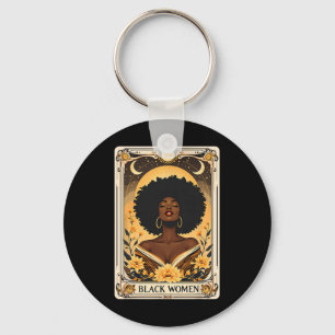 Black Women Afro Hair Black History Month Tarot Ca Keychain
