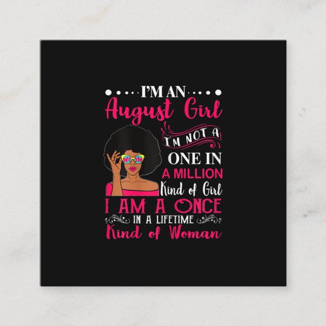 Black Women August Birthday Gifts Im A Leo Queen Square Business Card (Front)