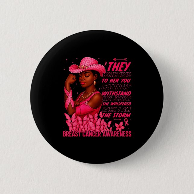 Black Women Breast Cancer Survivor Nk Ribbon I'm T 2 Inch Round Button (Front)