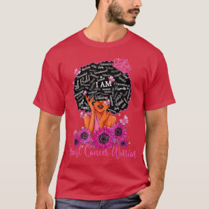 Black Women Breast Cancer Warrior Pink Ribbon Sunf T-Shirt