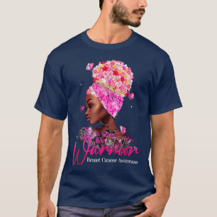 Black Women Butterflies Pink Ribbon Breast Cancer T-Shirt