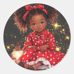 Black women Christmas melanin sista Xmas Sistas Classic Round Sticker