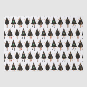 Black Women Dressed in Black Christmas Tree Party Tissue Paper